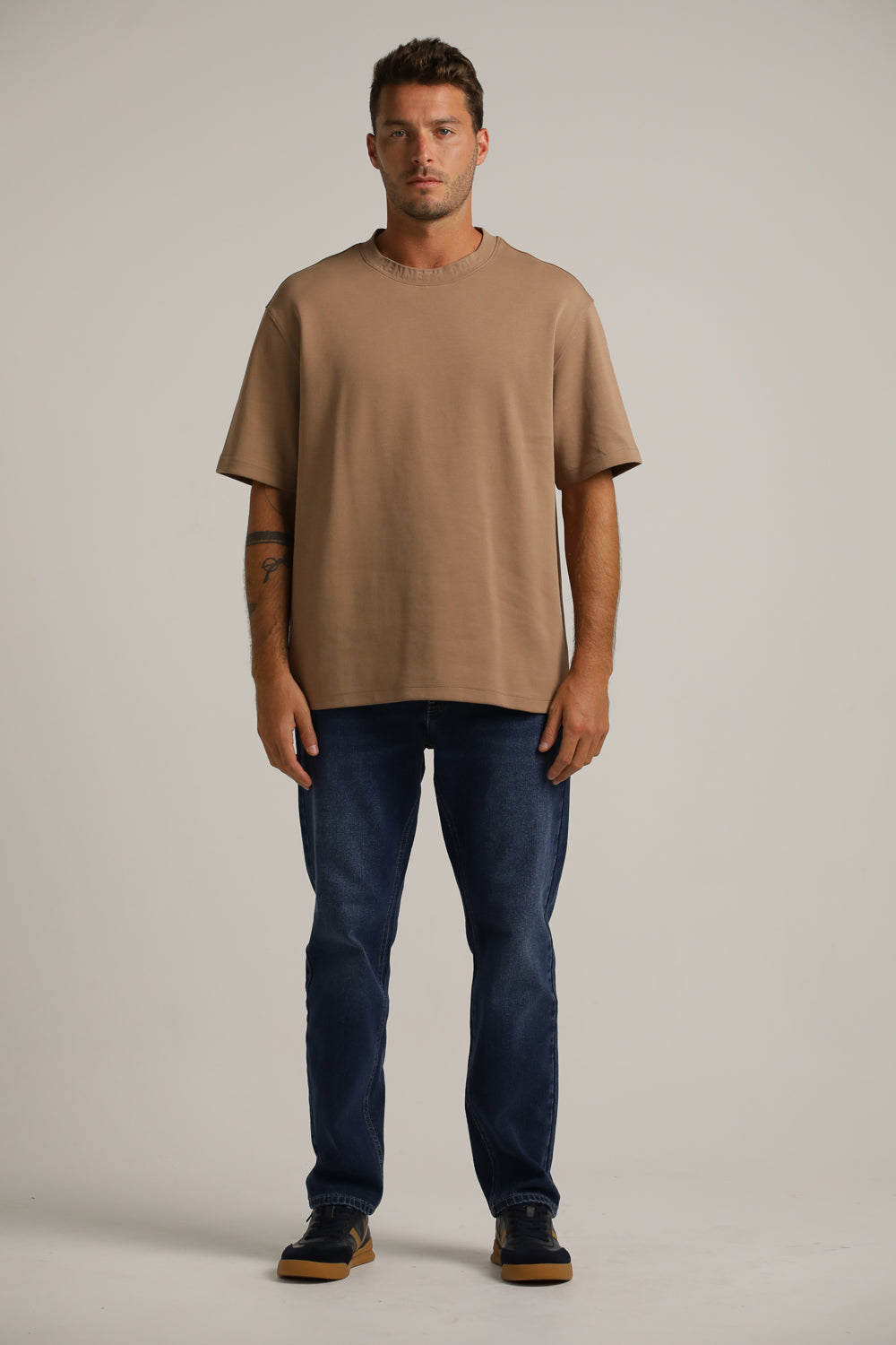 Oversized Fit T-Shirt With Embossed Logo On Colla