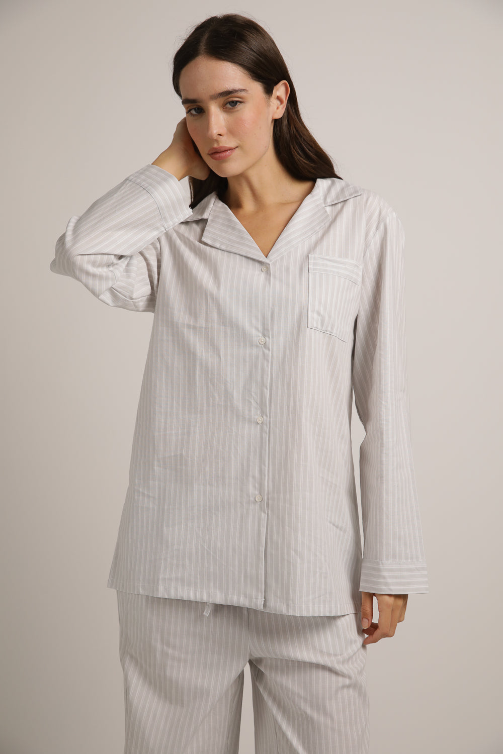 Poplin Boyfriend Long Set