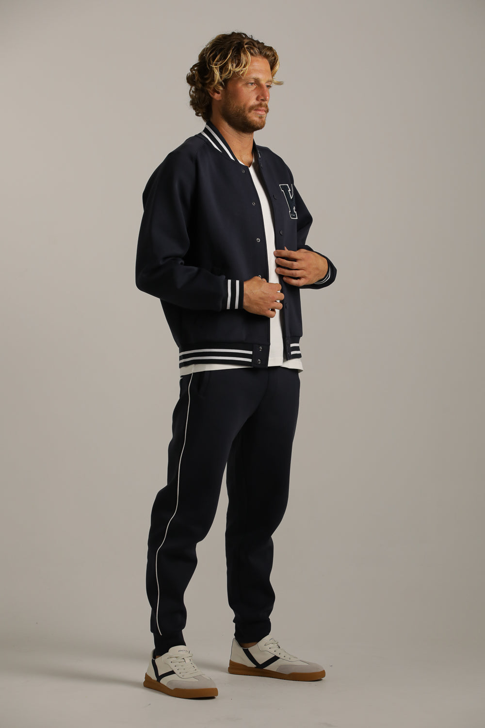 Tapered Fit Jogger Pants With Side Stripe