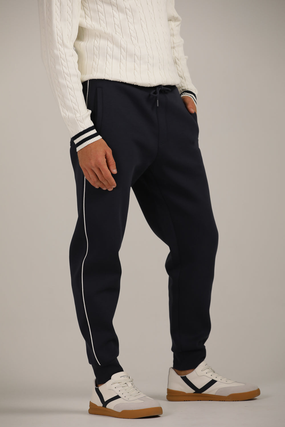 Tapered Fit Jogger Pants With Side Stripe