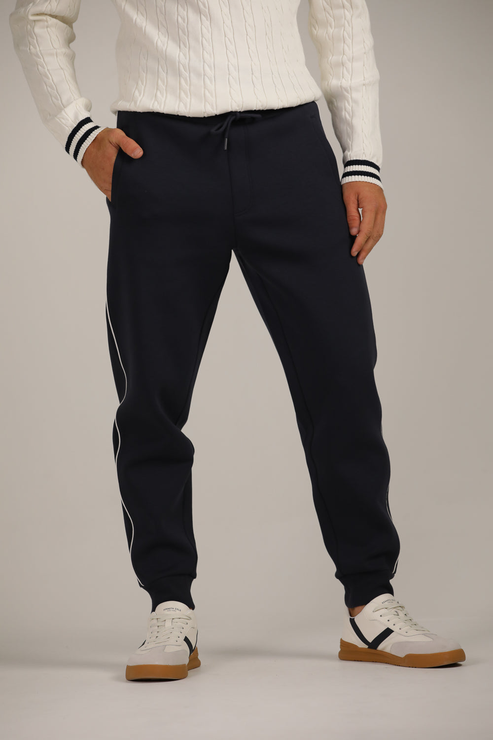 Tapered Fit Jogger Pants With Side Stripe