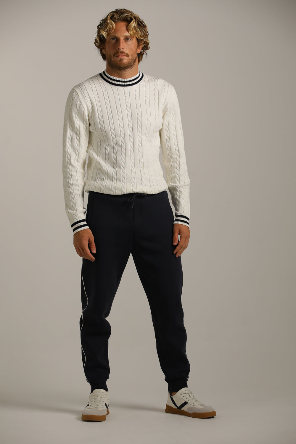 Tapered Fit Jogger Pants With Side Stripe