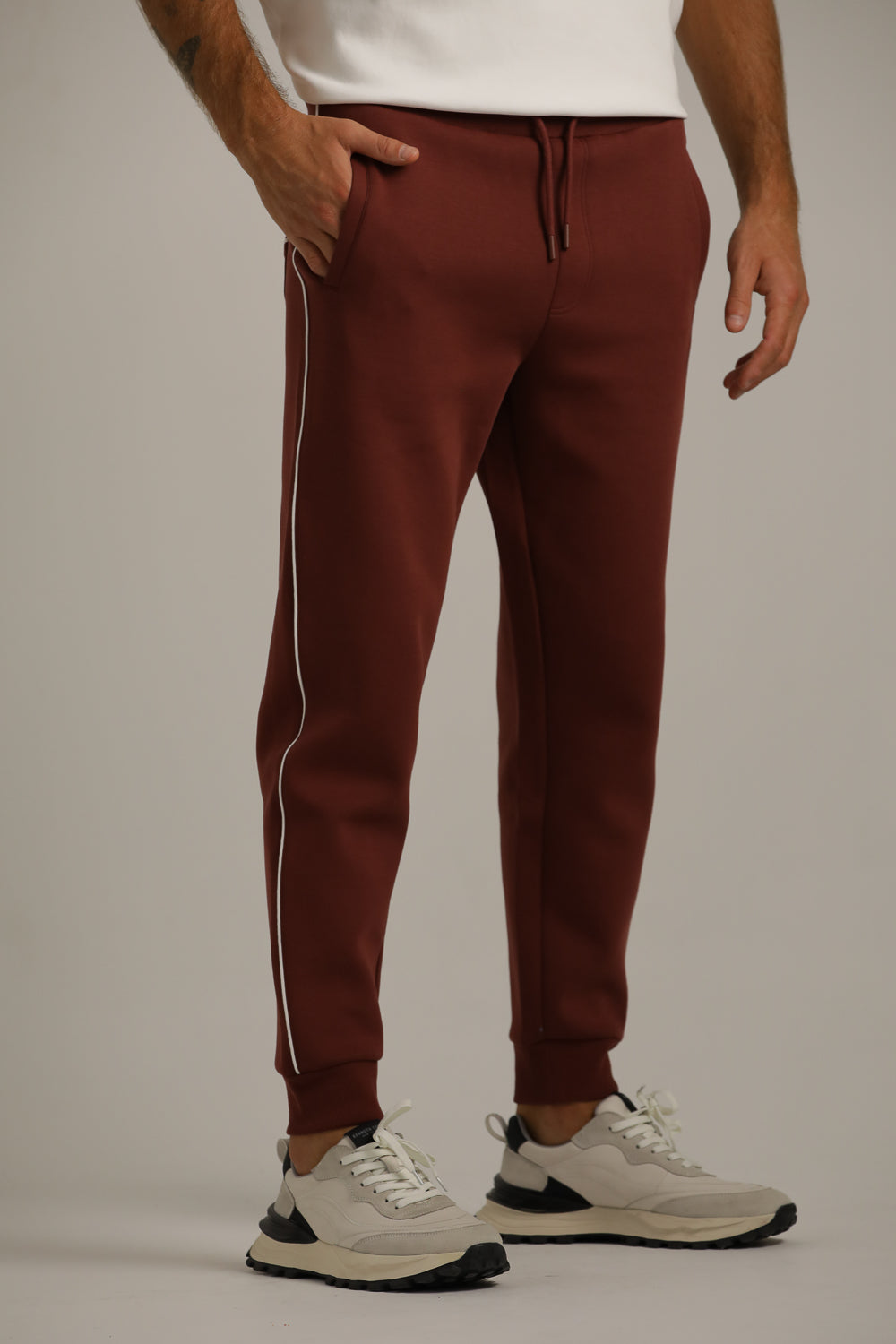 Tapered Fit Jogger Pants With Side Stripe