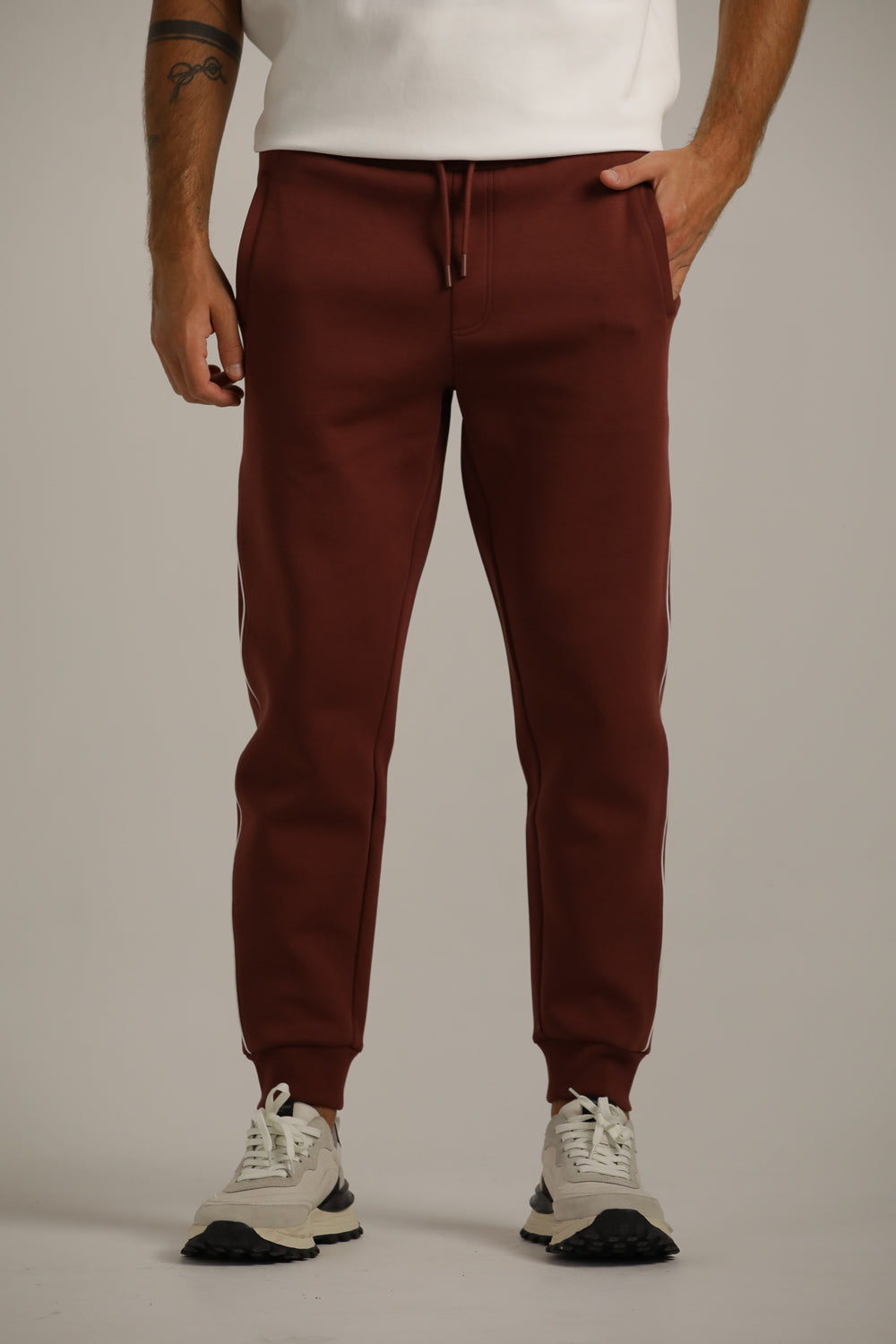 Tapered Fit Jogger Pants With Side Stripe
