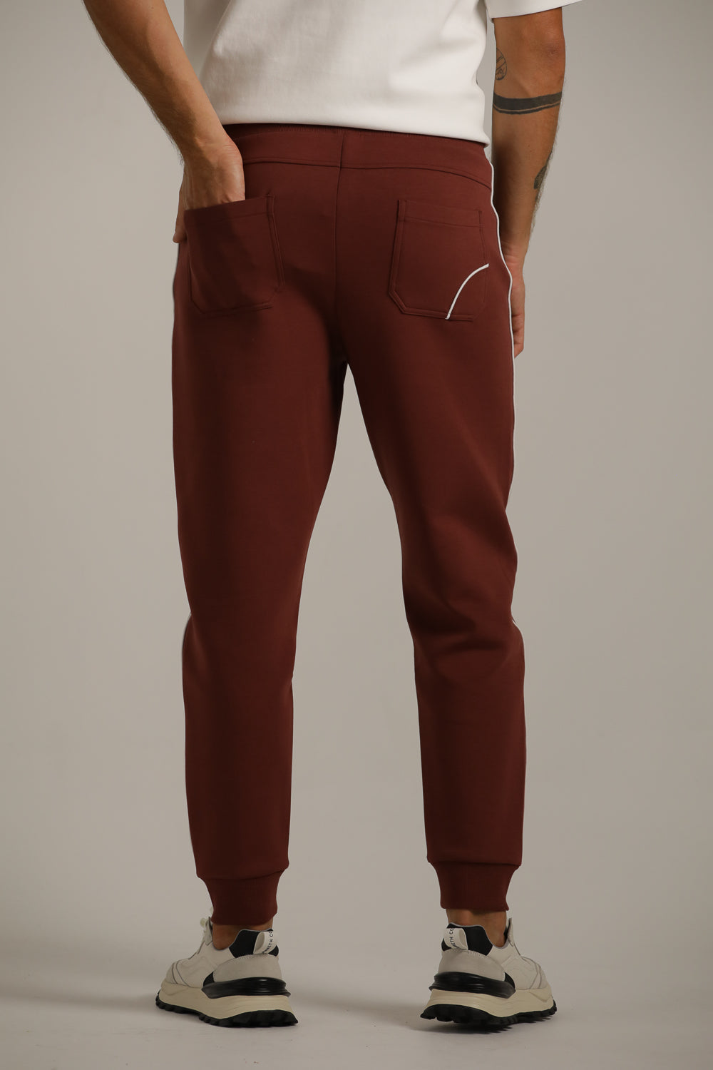 Tapered Fit Jogger Pants With Side Stripe