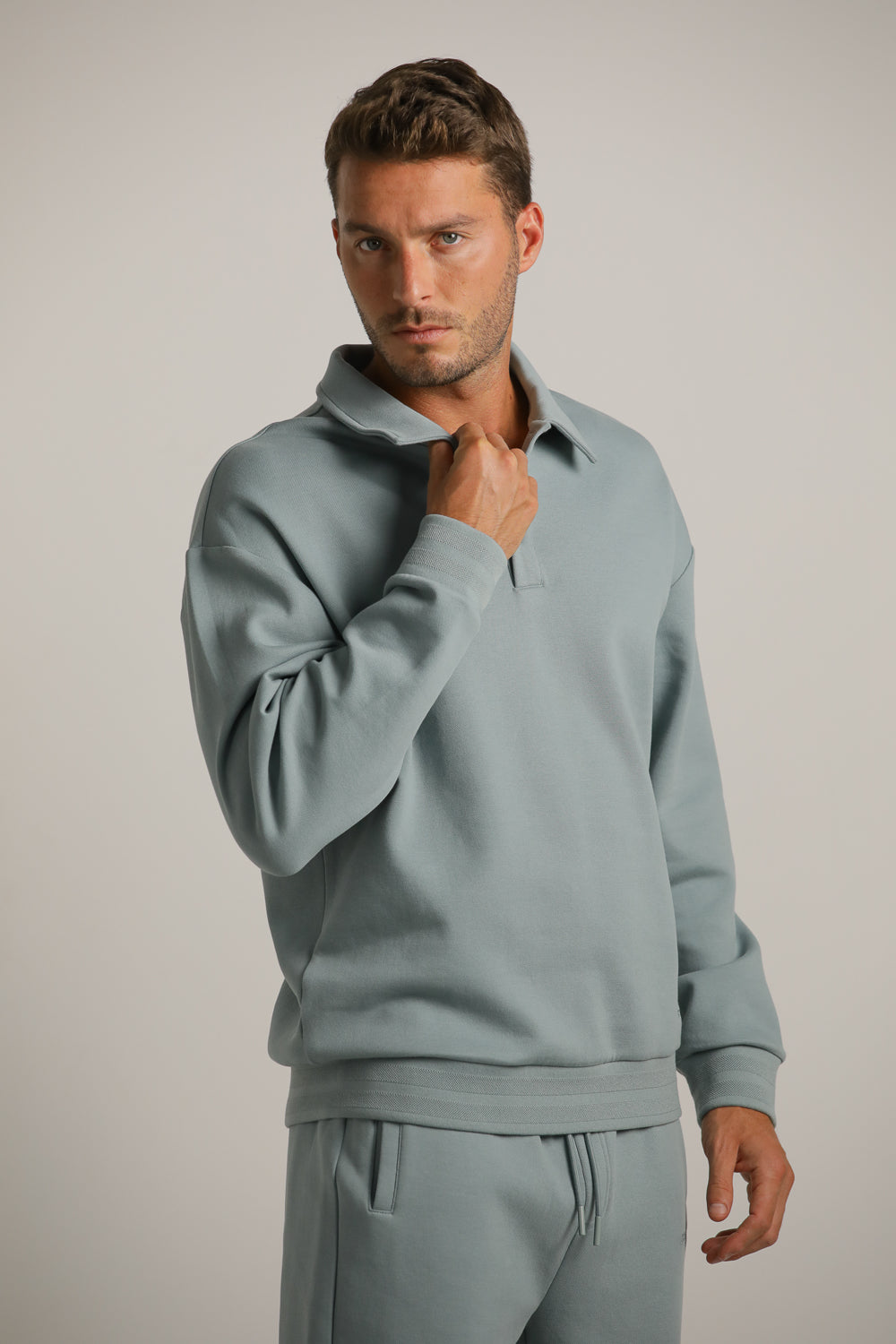 Oversized Fit Polo Sweatshirt