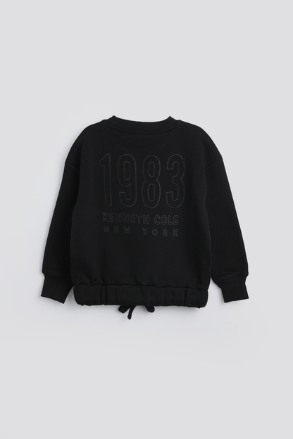Cropped Sweatshirt With Drawstring Hem