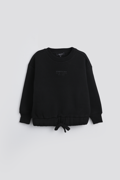 Cropped Sweatshirt With Drawstring Hem