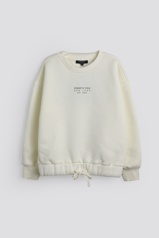 Cropped Sweatshirt With Drawstring Hem