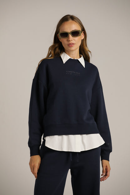 Branded Sweatshirt With Rib Hem