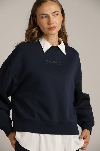 Branded Sweatshirt With Rib Hem