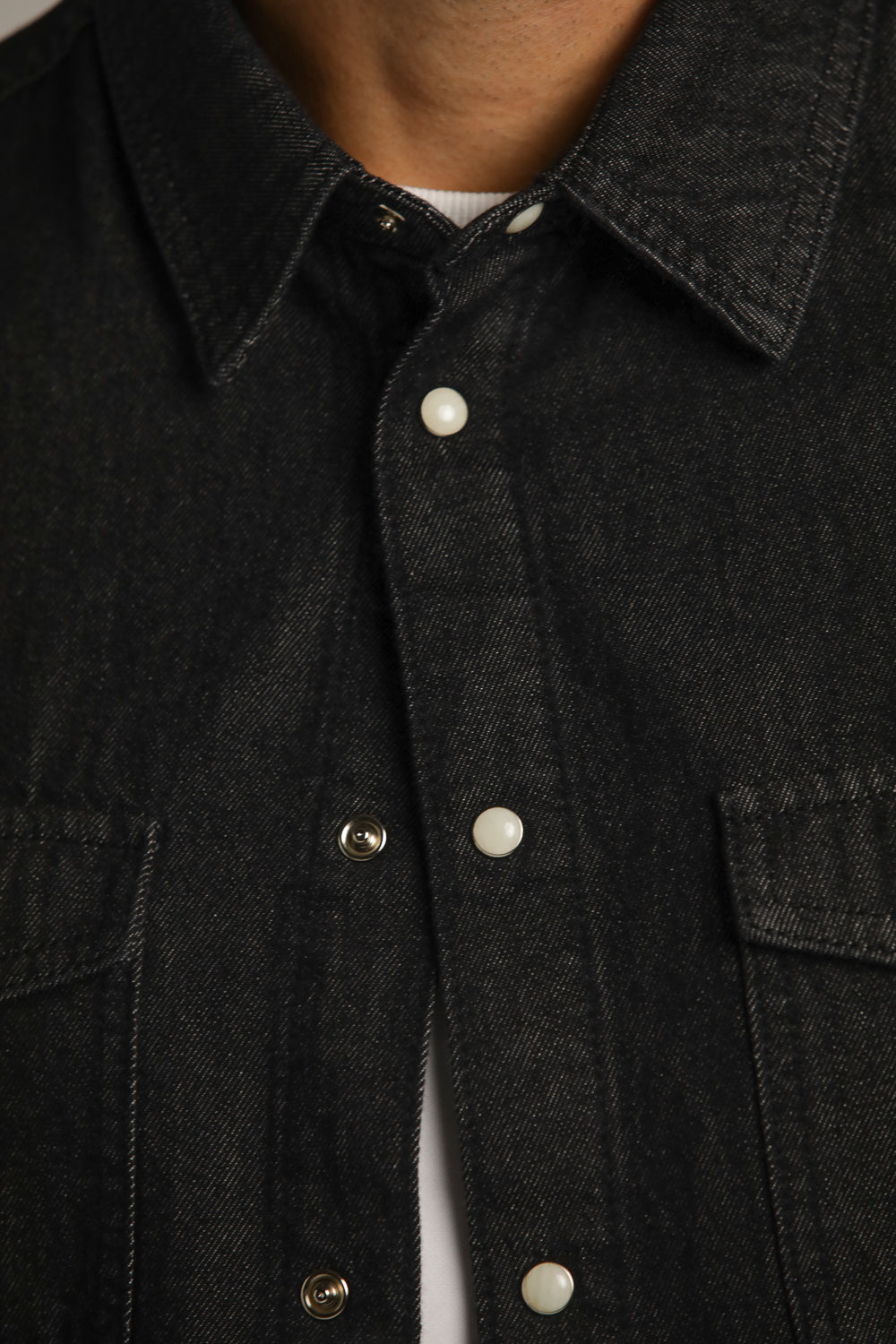 Denim-Style Button-Up Shirt In Cotton