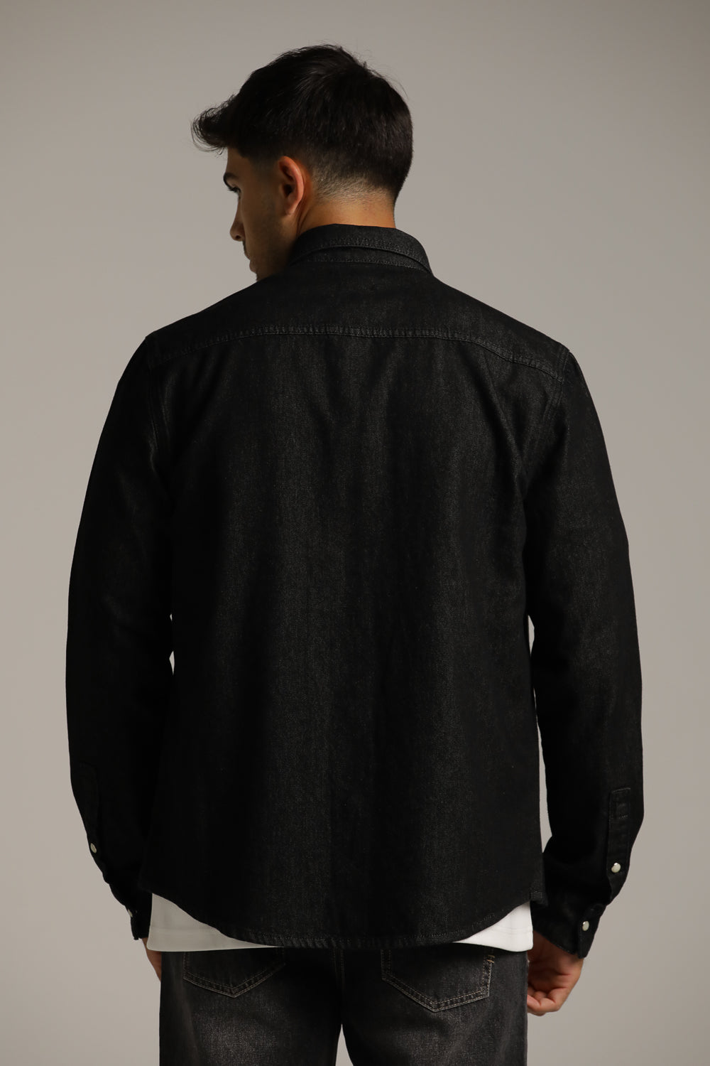 Denim-Style Button-Up Shirt In Cotton