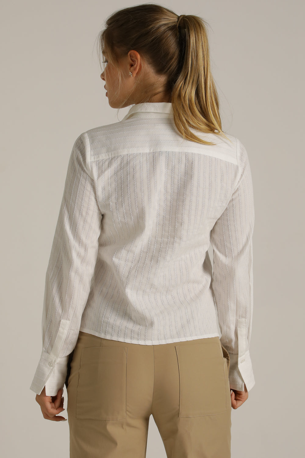 Short-Length Striped Blouse In Cotton