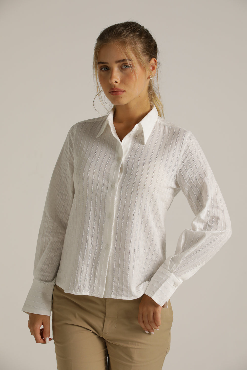 Short-Length Striped Blouse In Cotton
