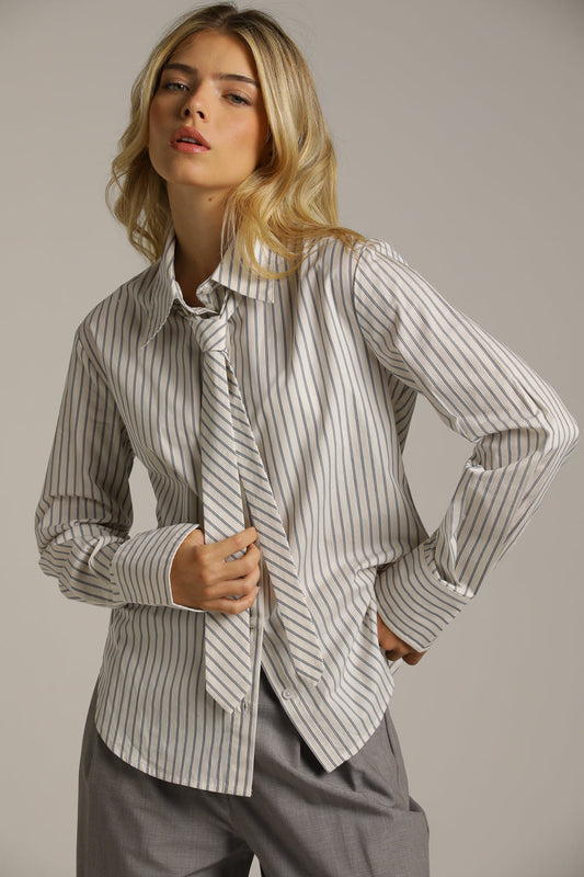 Tie Front Striped Blouse