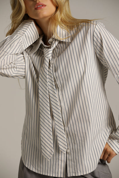 Tie Front Striped Blouse