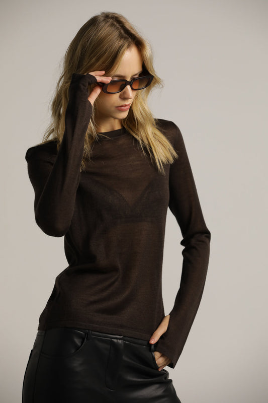 Long-Sleeve Crew-Neck Knit