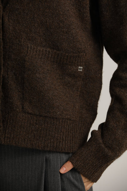 Wool-Textured V-Neck Cardigan