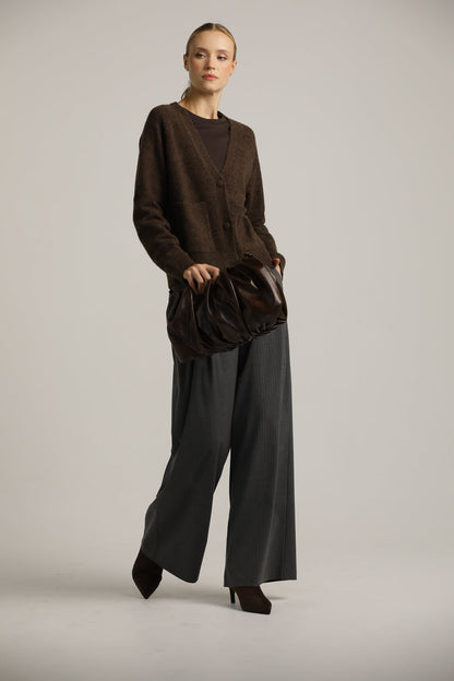 Wool-Textured V-Neck Cardigan