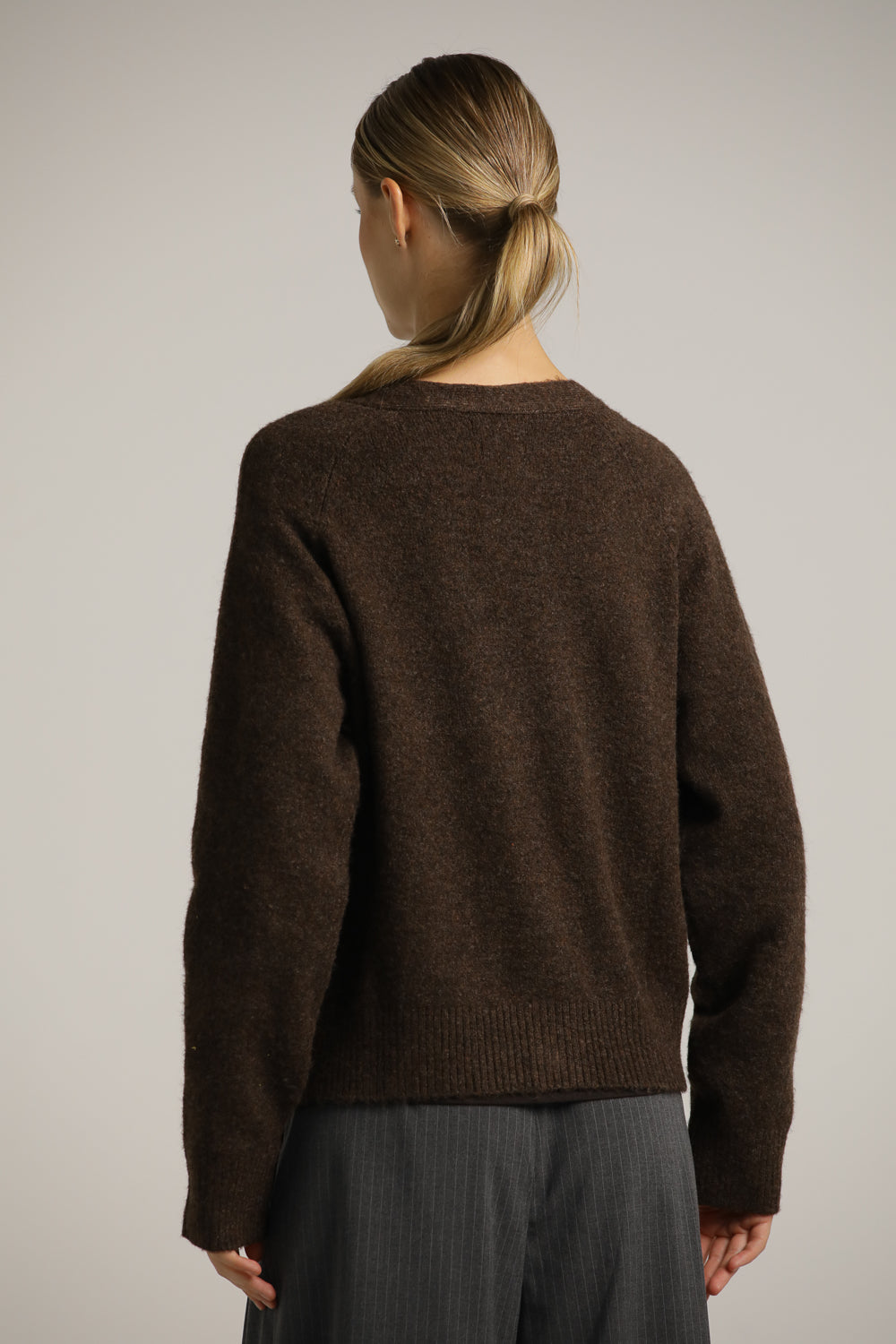 Wool-Textured V-Neck Cardigan