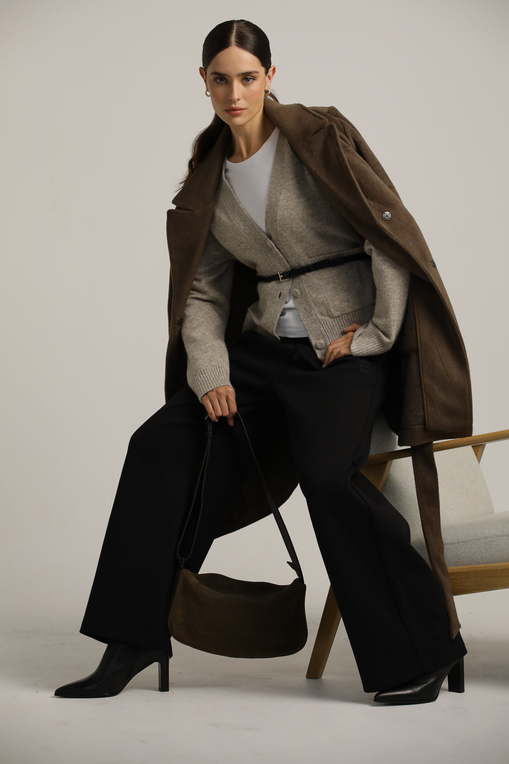 Wool-Textured V-Neck Cardigan
