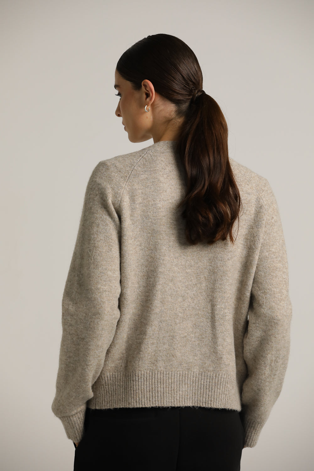 Wool-Textured V-Neck Cardigan