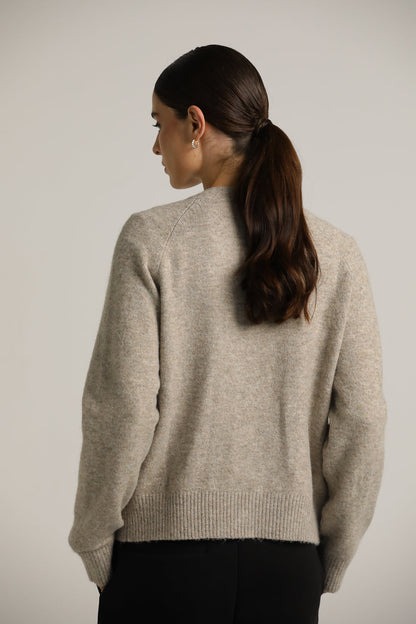 Wool-Textured V-Neck Cardigan
