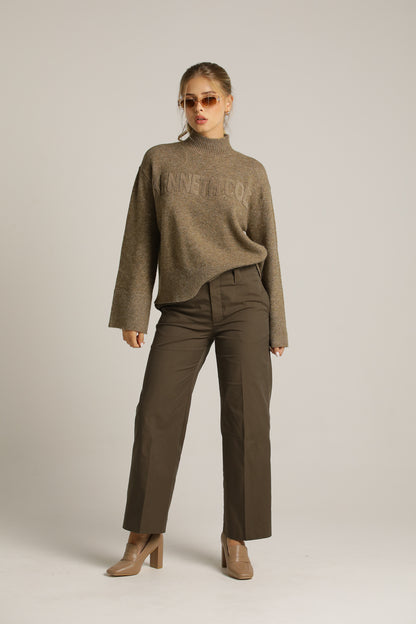 Classic Straight Pants With Hem