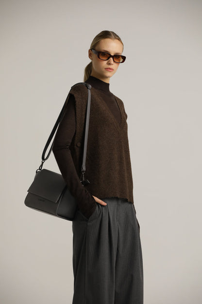 Sleeveless Ribbed Knitted Vest