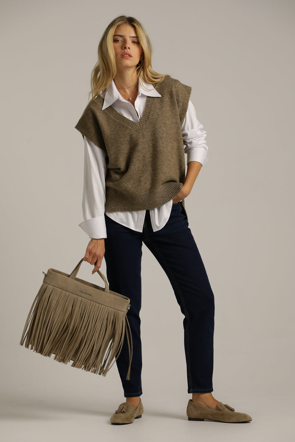 Sleeveless Ribbed Knitted Vest