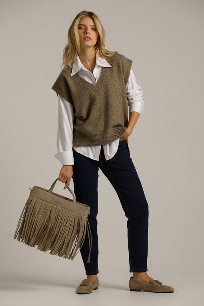 Sleeveless Ribbed Knitted Vest
