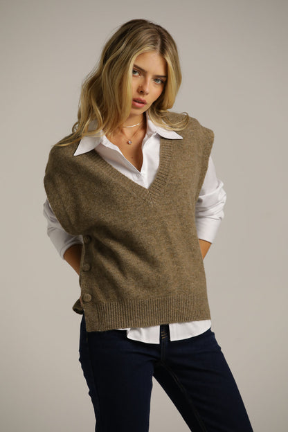 Sleeveless Ribbed Knitted Vest