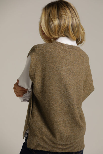 Sleeveless Ribbed Knitted Vest