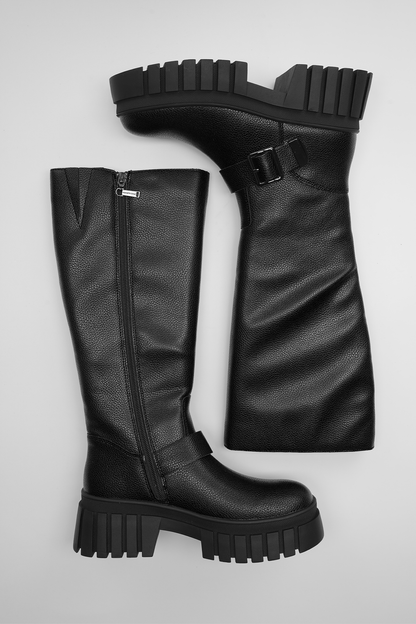 Faux Leather Knee Boots