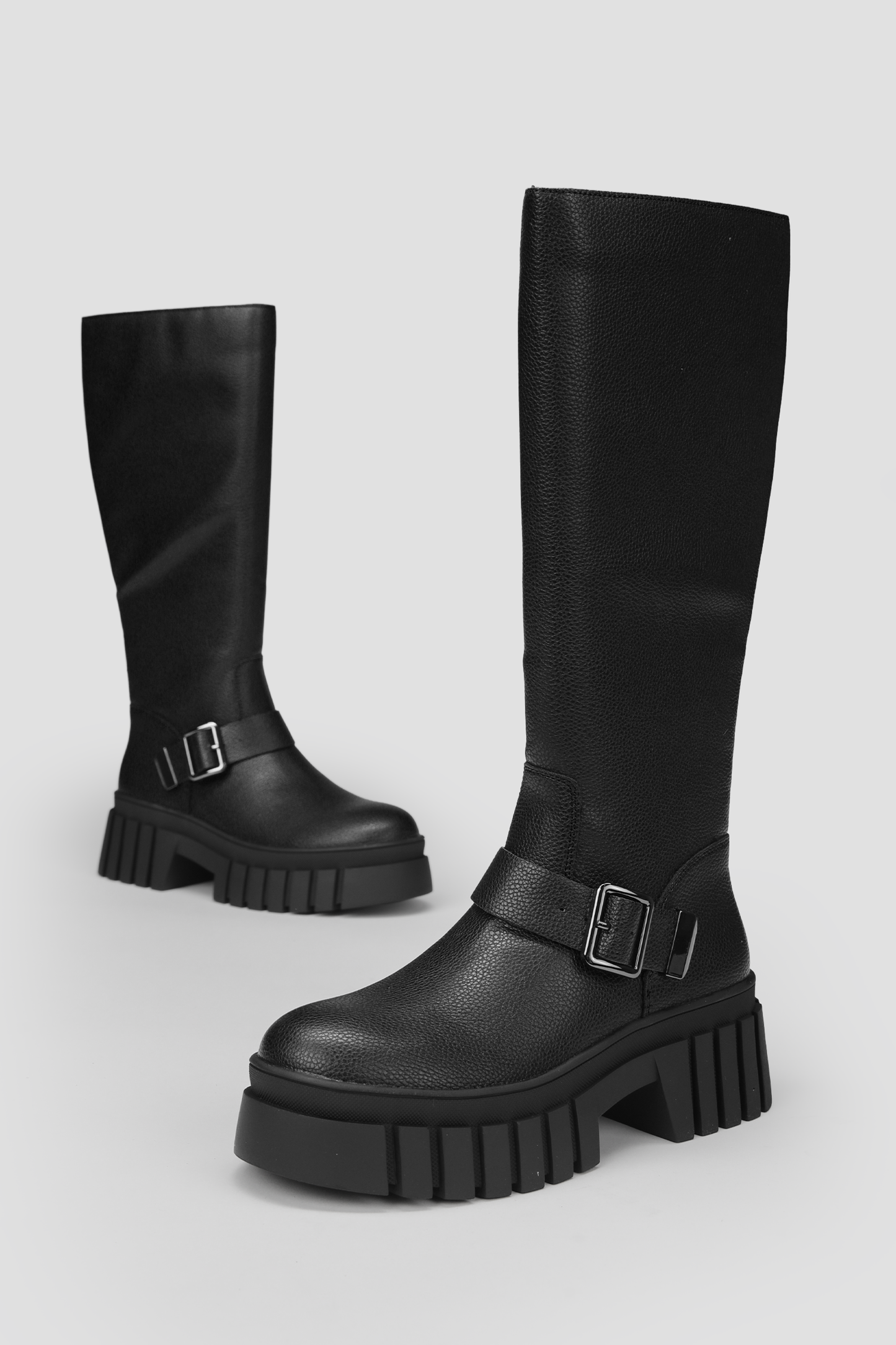 Faux Leather Knee Boots