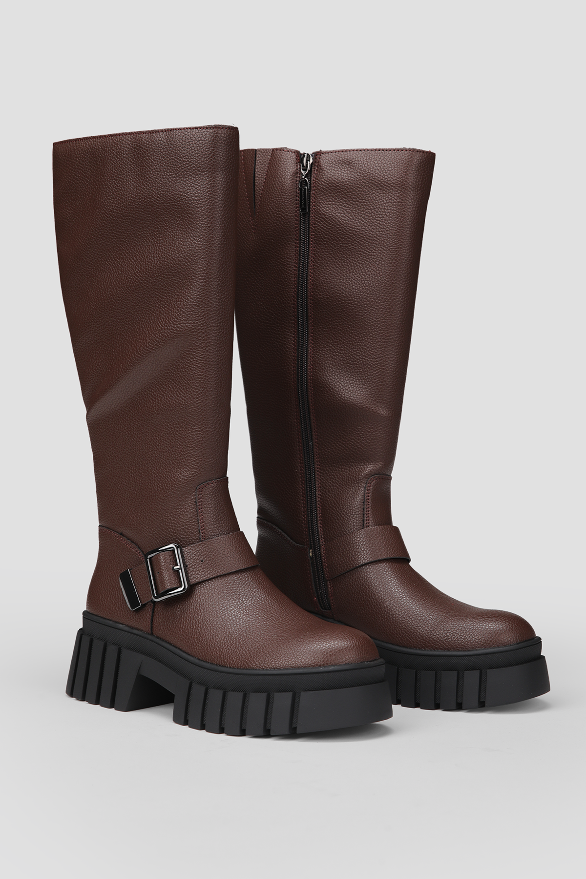 Faux Leather Knee Boots