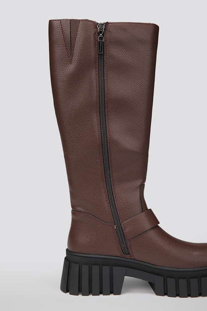 Faux Leather Knee Boots