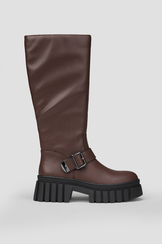 Faux Leather Knee Boots