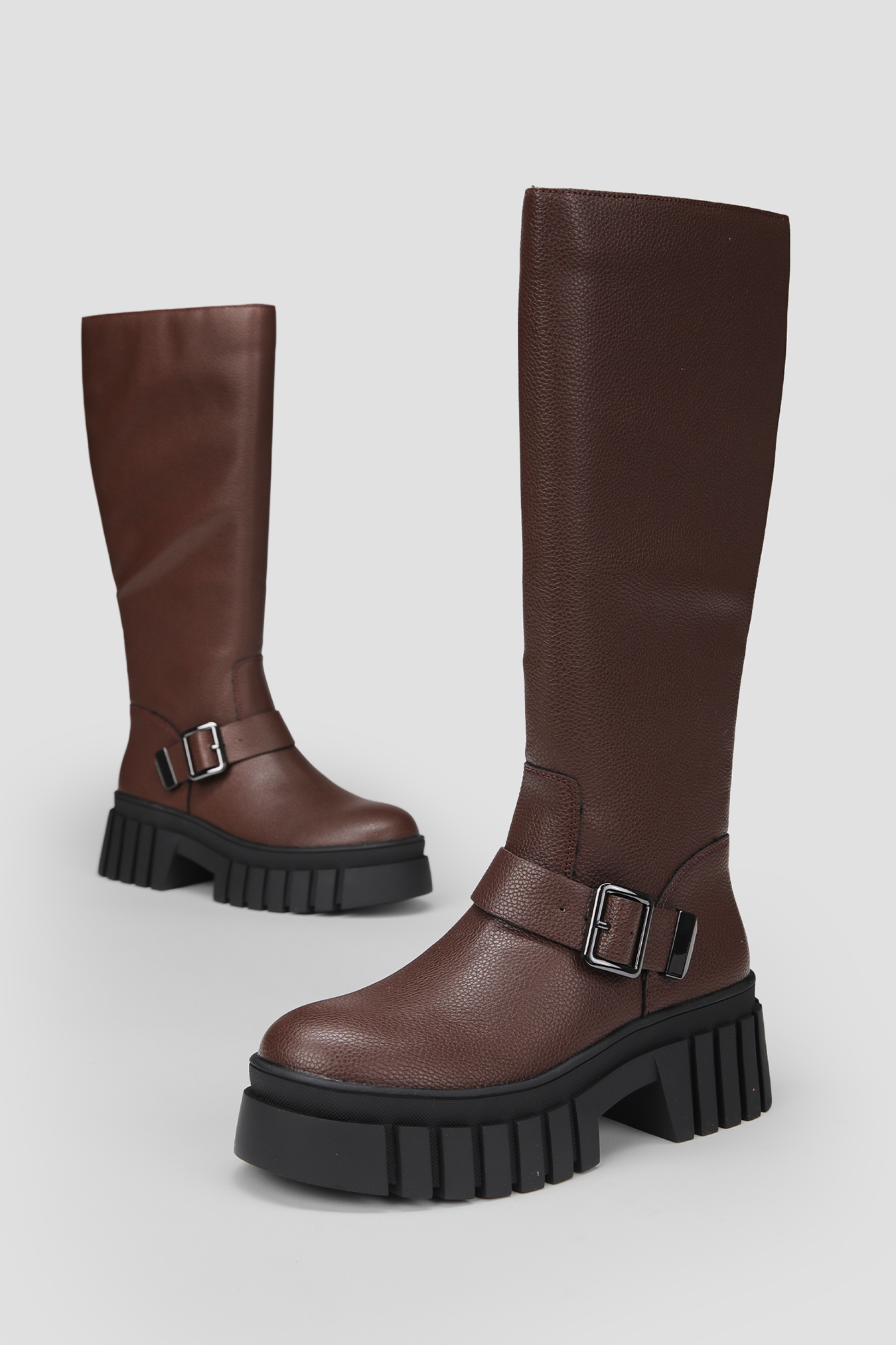 Faux Leather Knee Boots