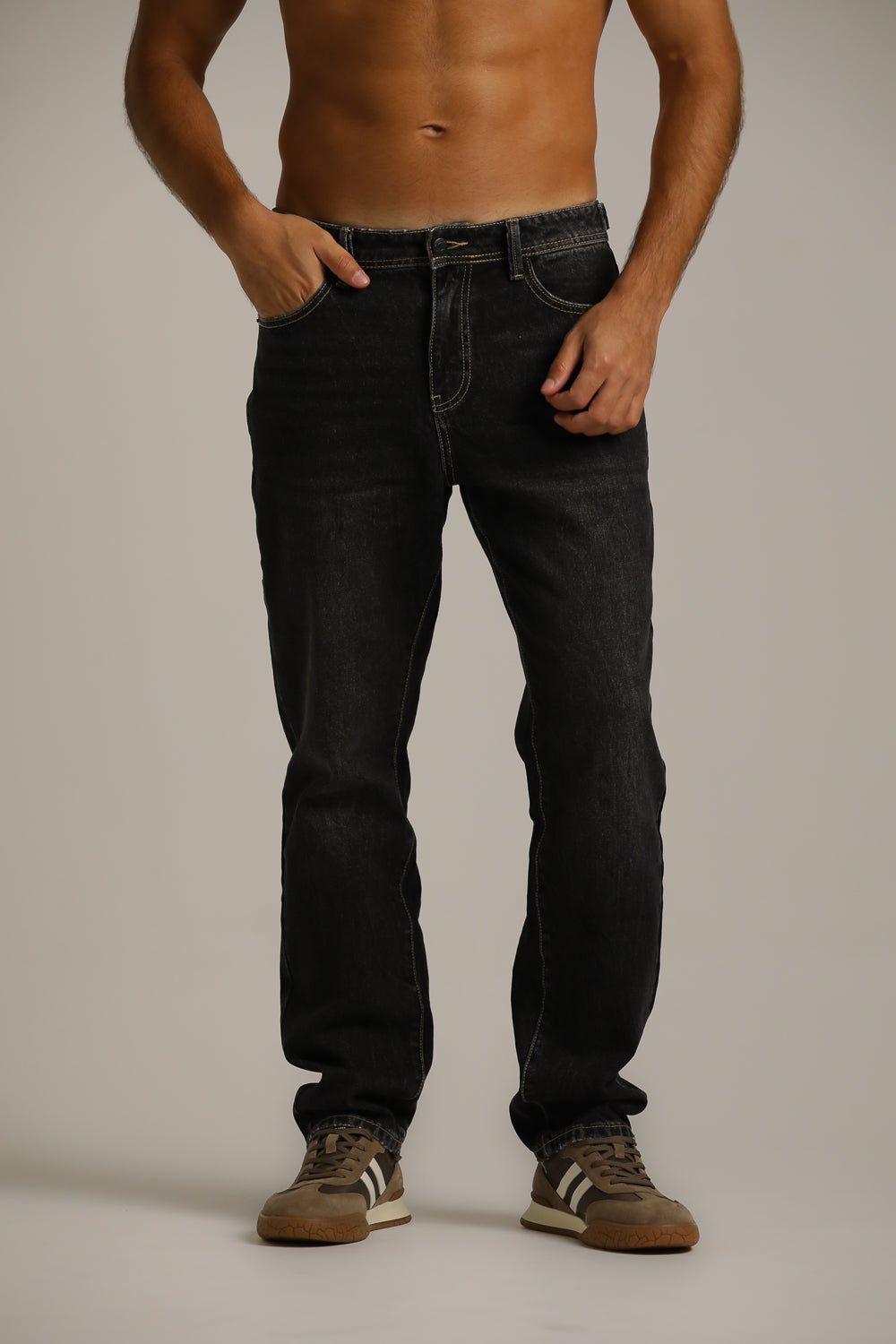 Washed Straight-Fit Jeans