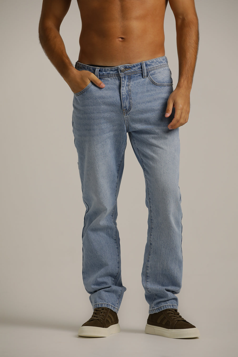 Washed Straight-Fit Jeans