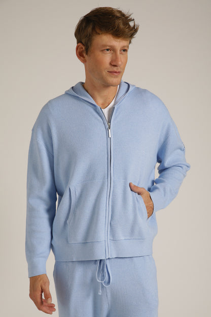 Knitted Rib Zipped Hoodie