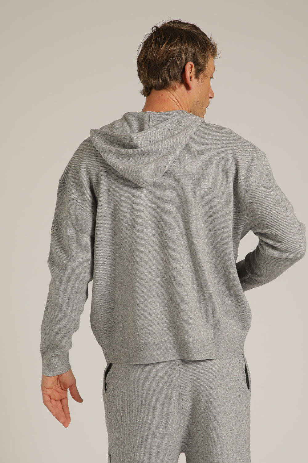 Knitted Rib Zipped Hoodie