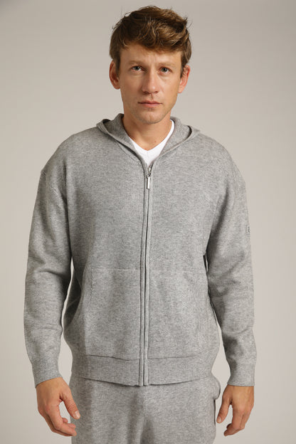 Knitted Rib Zipped Hoodie