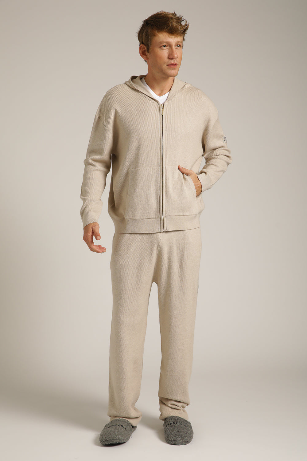 Knitted Rib Zipped Hoodie