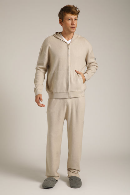 Knitted Rib Zipped Hoodie