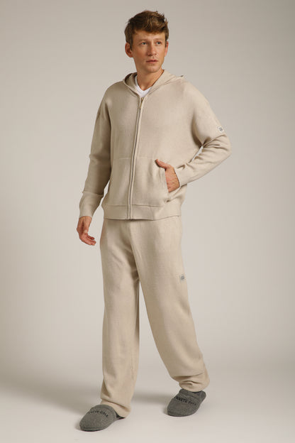 Knitted Rib Zipped Hoodie