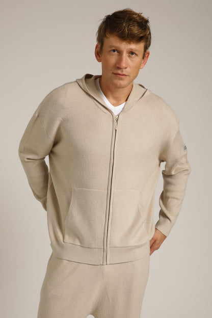 Knitted Rib Zipped Hoodie