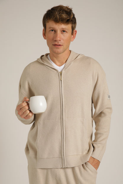 Knitted Rib Zipped Hoodie